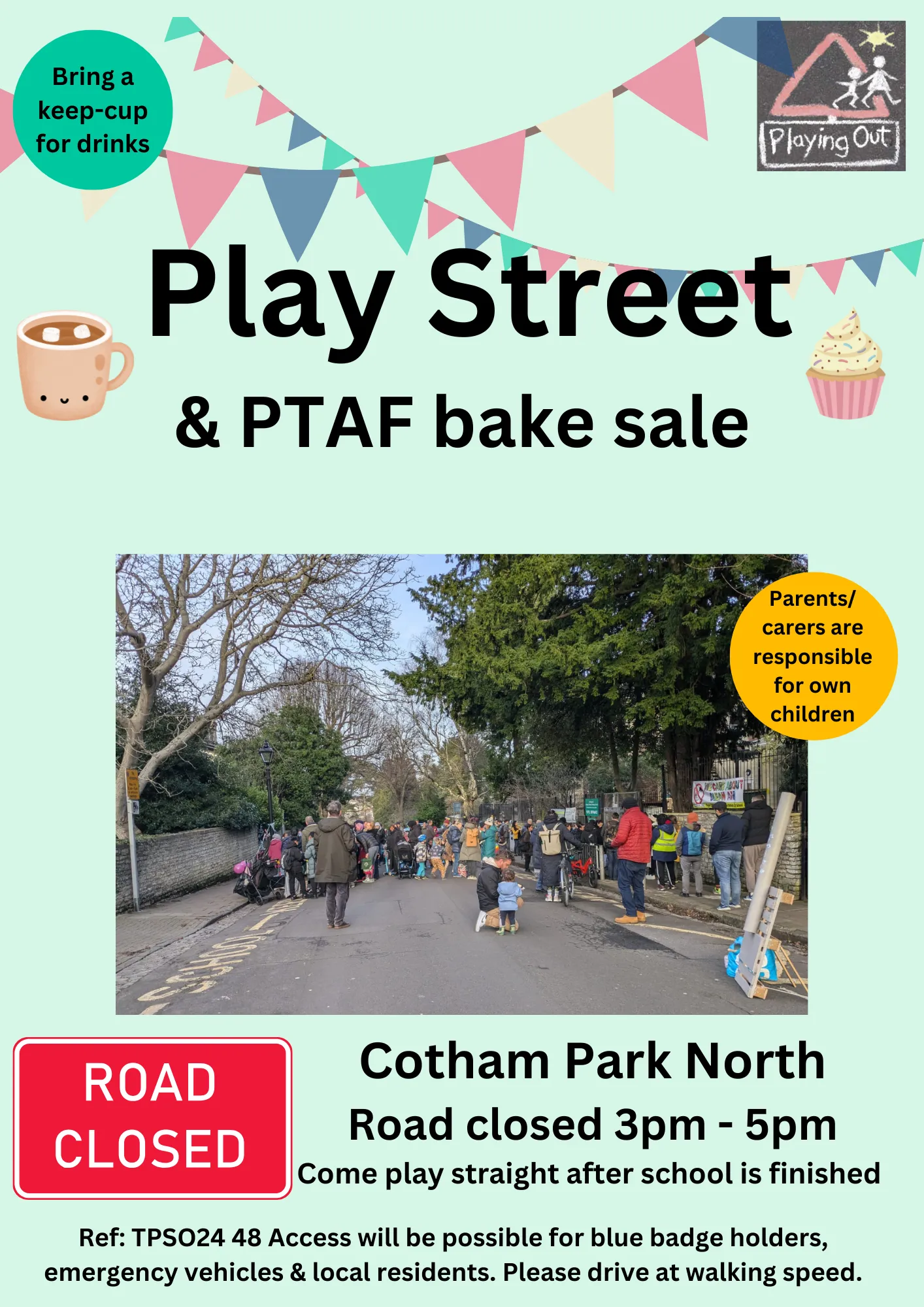 Play St & Bake Sale at Cotham Park North