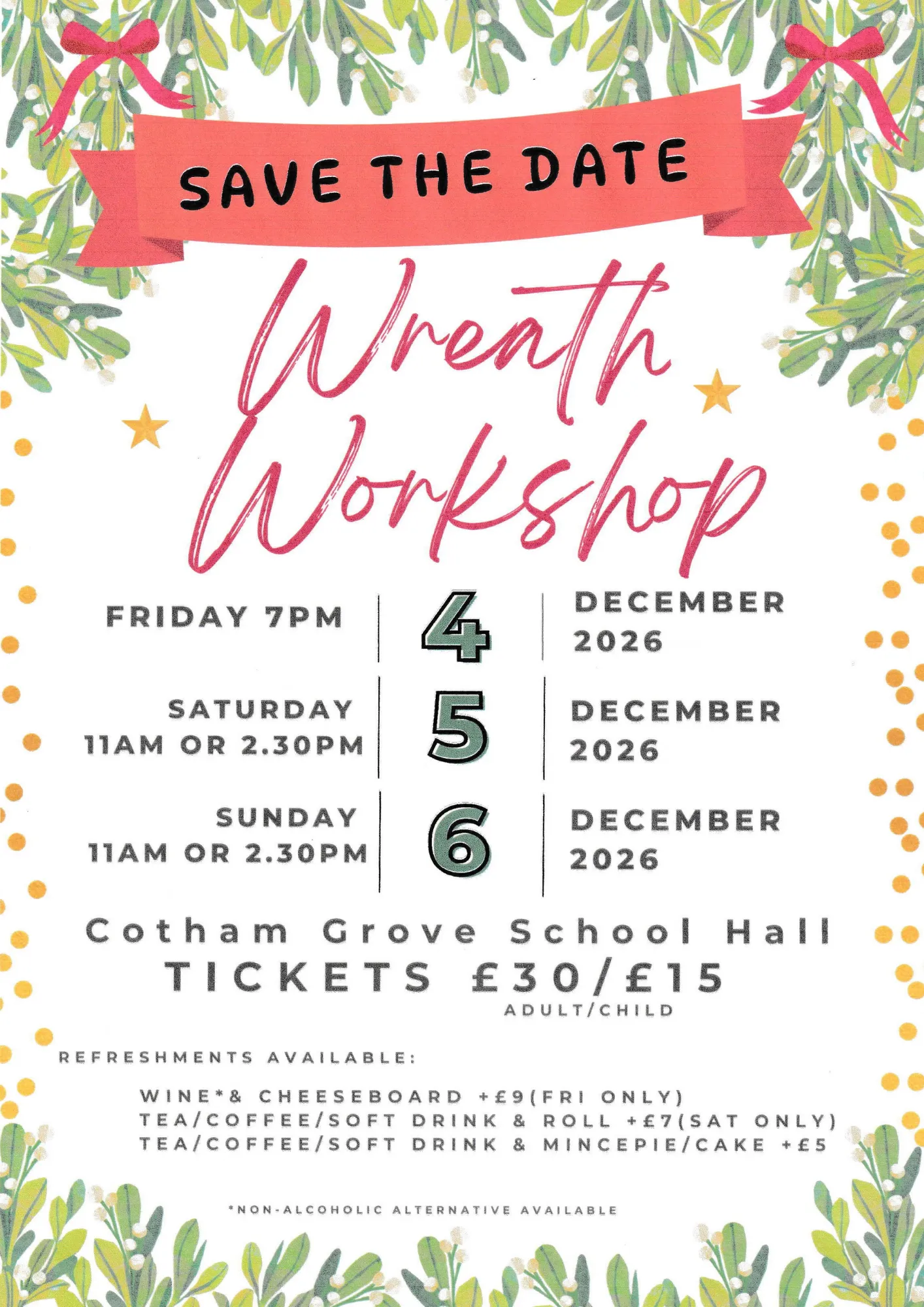 Wreath Making Workshops - Friday 4th December 7pm